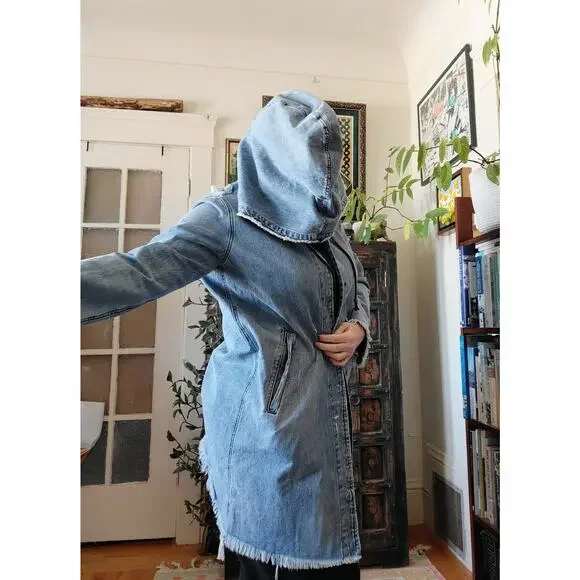 Lucky Big Hood Distressed Denim Jacket OS/XL - Picture 3 of 7